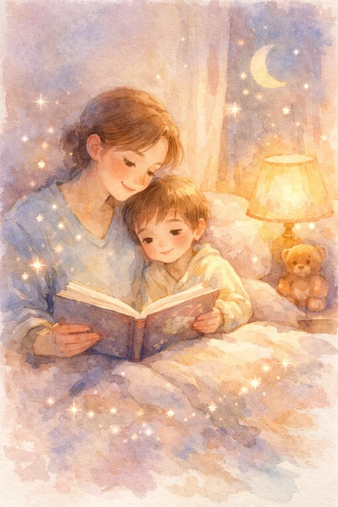 parent reading a bedtime story to a child